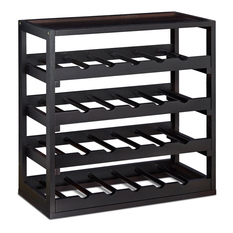 ClassicLiving Wenona Solid Wood Floor Wine Bottle Rack in Black